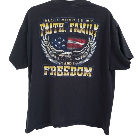 All I Need is My Faith, Family, and Freedom T-Shirt Black 100% Cotton Size XL - Picture 4 of 5